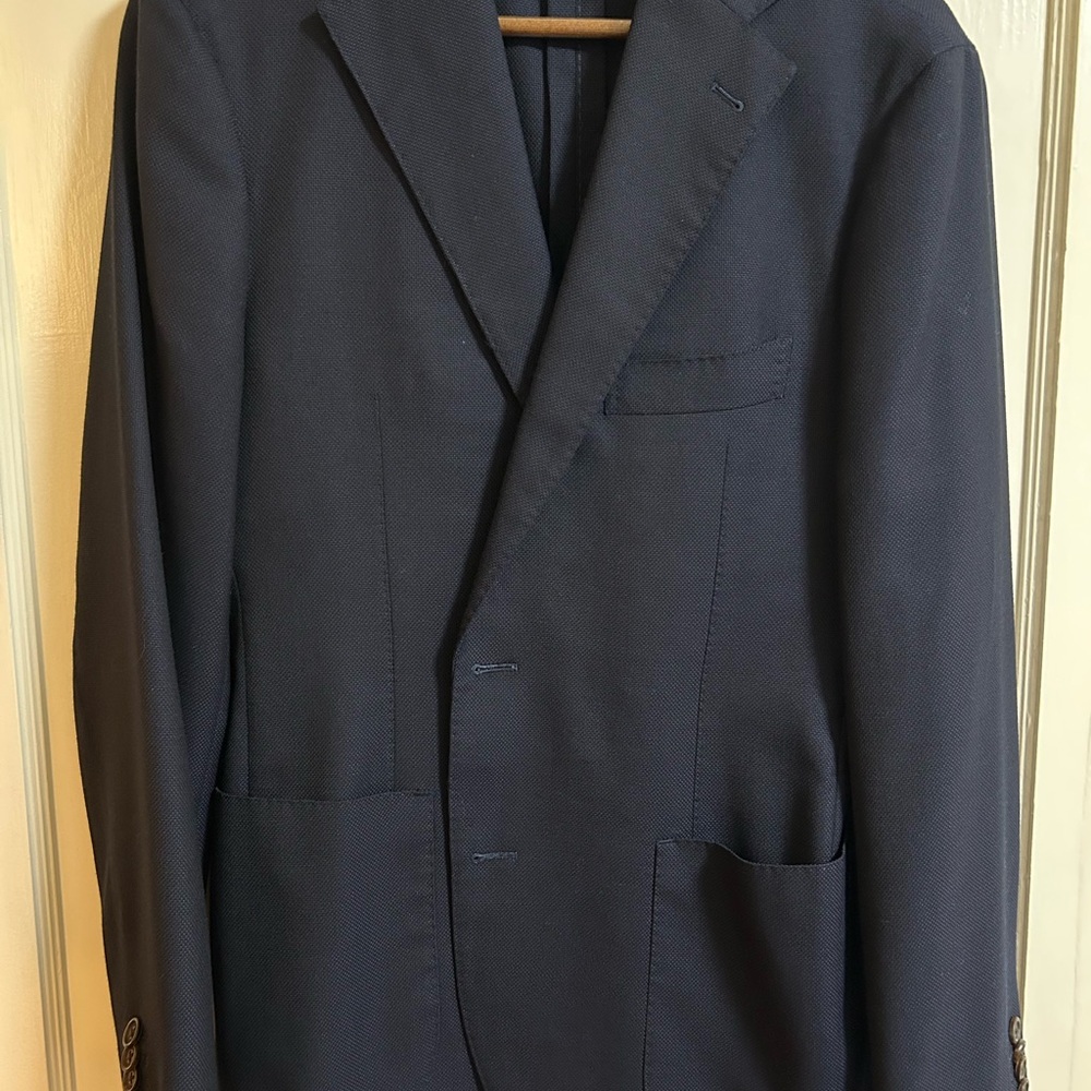 Proper Cloth Hopsack Navy Sport Coat 40R